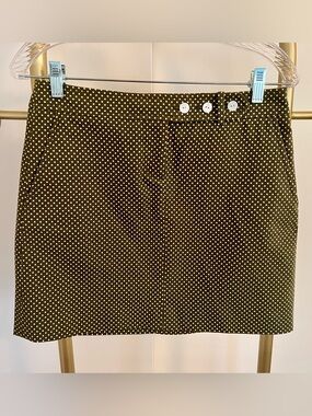 J Crew olive dot mini skirt, sz 2